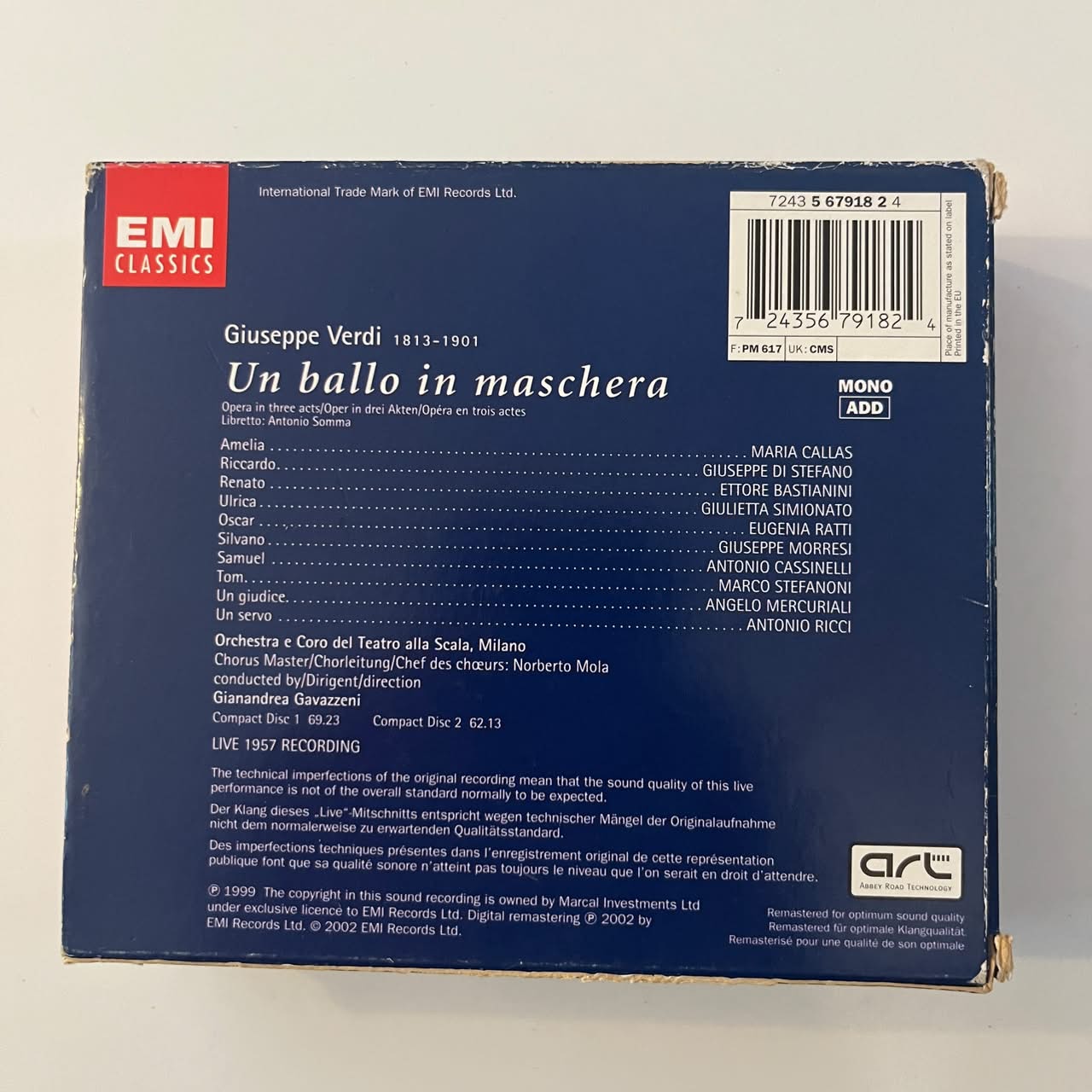 Box CD Maria Callas - Verdi - Un Ballo In Maschera (2 CDs) - Importado - Imagem 2