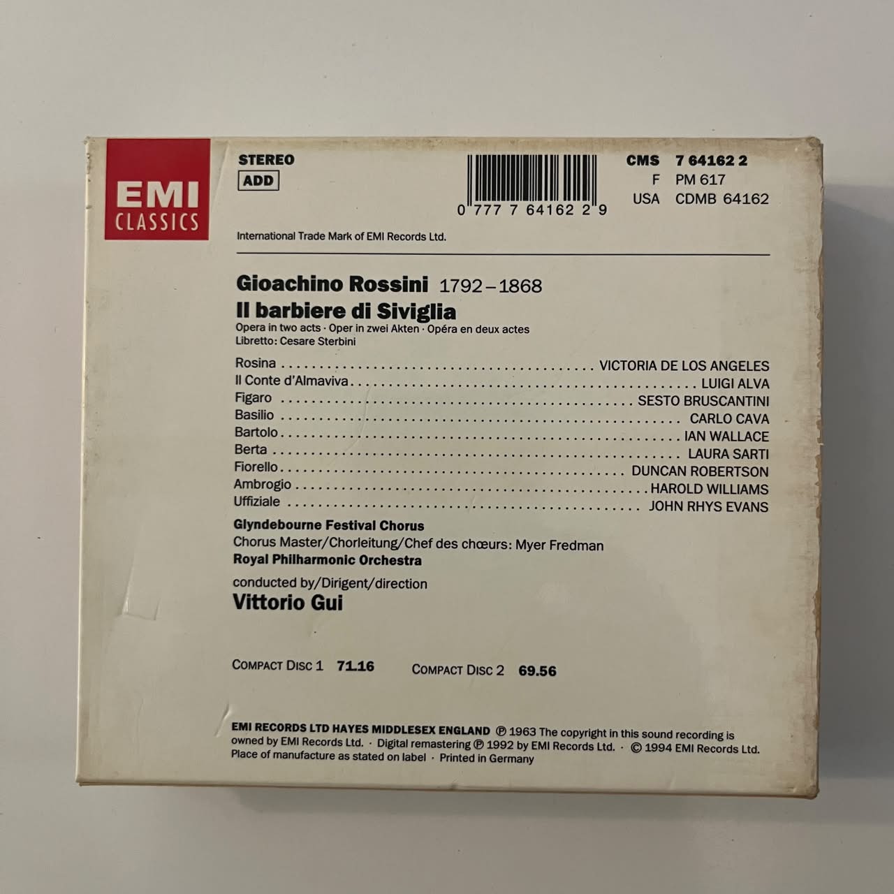 Box CD Rossini – Il Barbiere Di Siviglia - Reg: Vittorio Gui (2 CDs) - Importado - Imagem 2